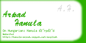 arpad hanula business card